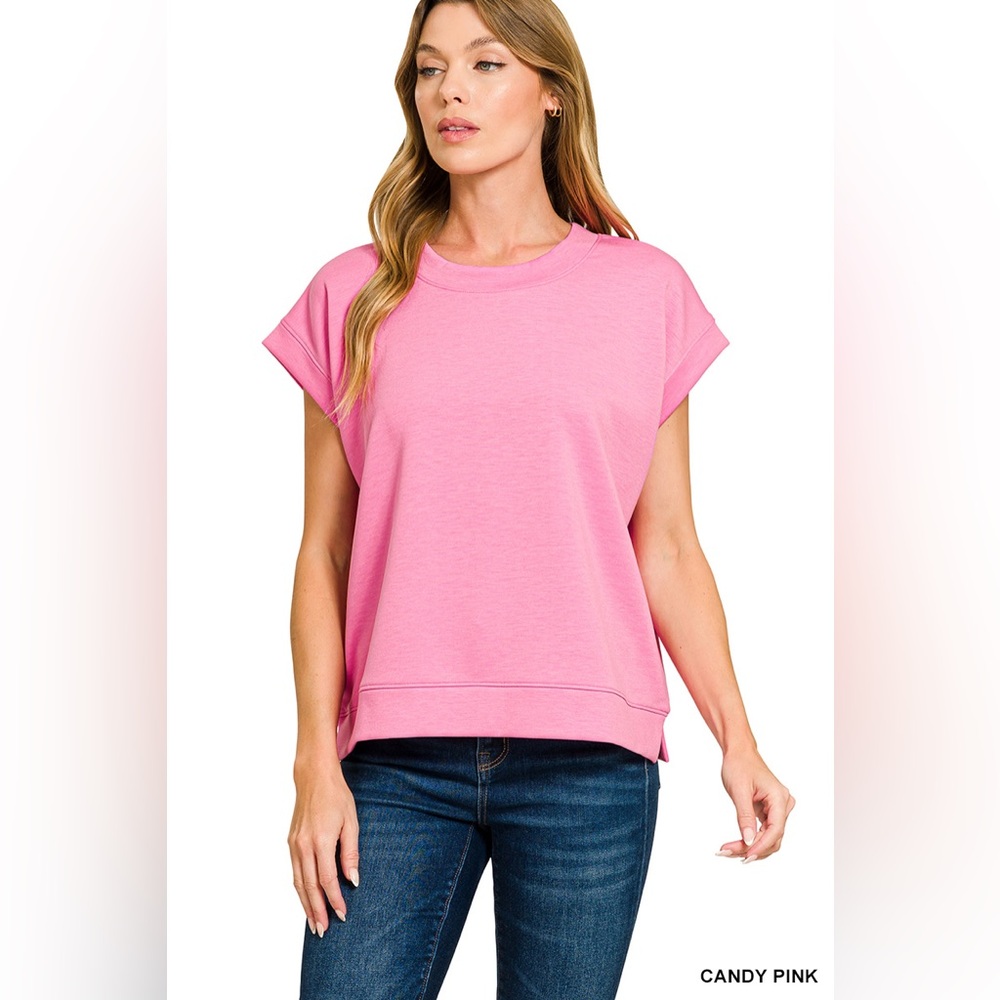 Zenana SCUBA SHORT SLEEVE SWEATSHIRTS